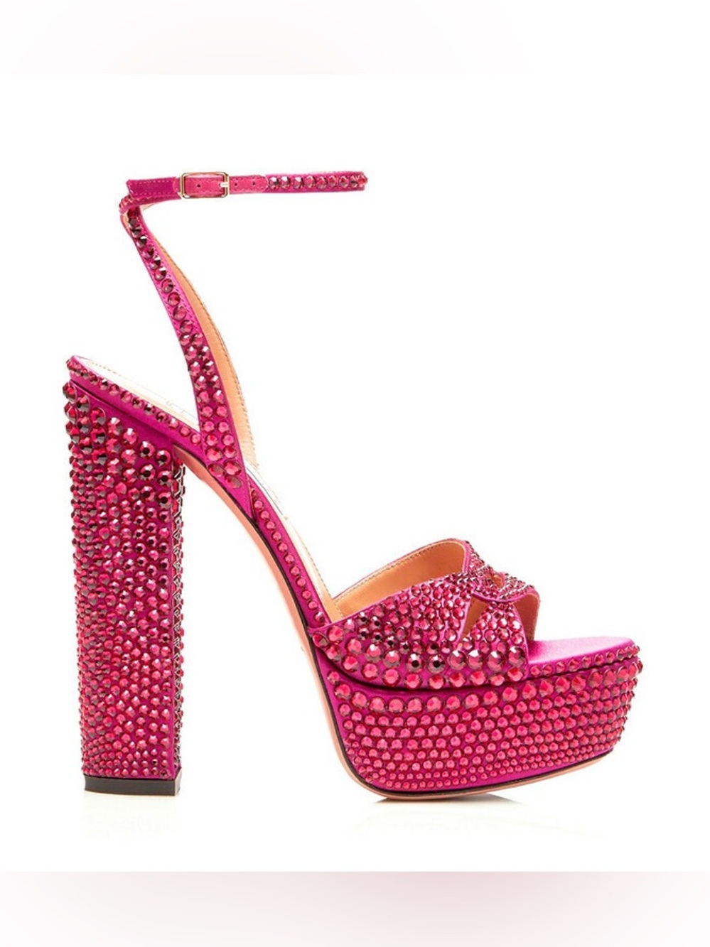 New AQUAZZURA Sinner Embellished Satin Platform Sandals In Pink $2,395 35.5